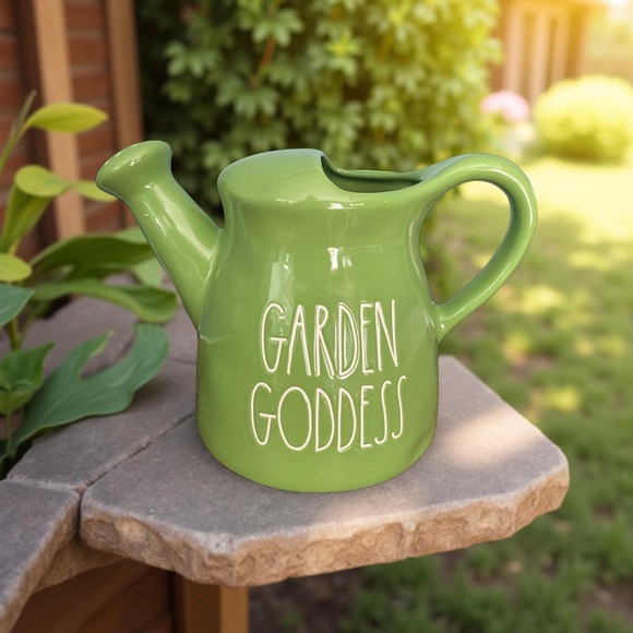 Rae Dunn Garden Goddess Green Watering Can – Ceramic – Farmhouse Spring Decor - Picture 1 of 5